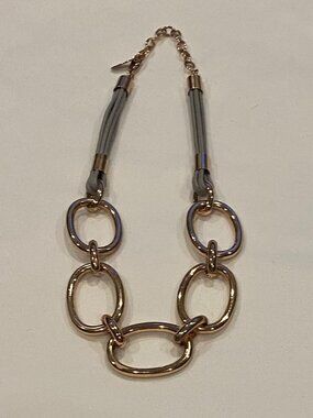 Vintage St. Thomas Gold Tone Chunky Chain & Cord Adjustable Necklace